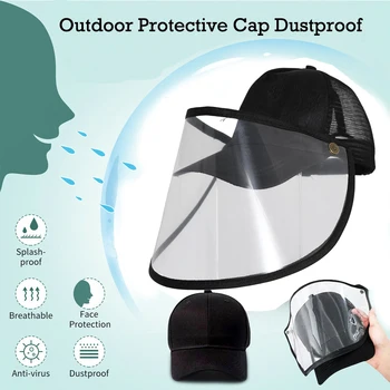 

2 in 1 Anti Pollution Bacteria Visors Cap Removable Protective Cap Reusable Masks Anti-fog Hat Anti-UV Mask Sun Hat