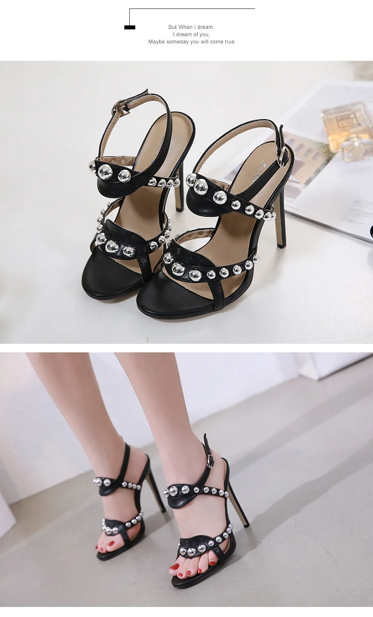 New Europe and the nail bead arc with heel high-heeled sandals