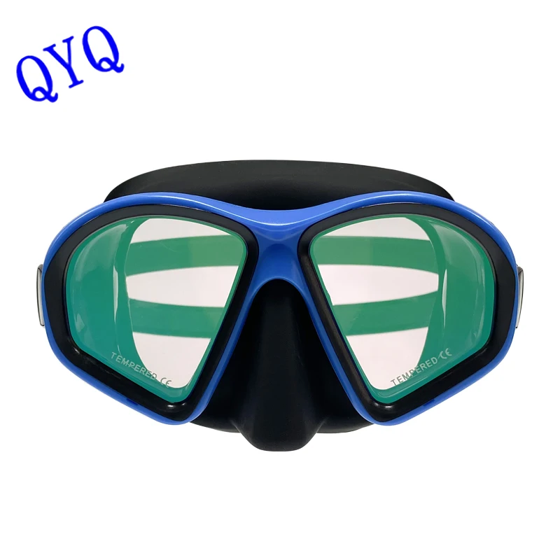 QYQ Fashion Diving Mask With Electroplated Color Iron Tempered Glass Lens Environmentally friendly silica gel ventilation tube