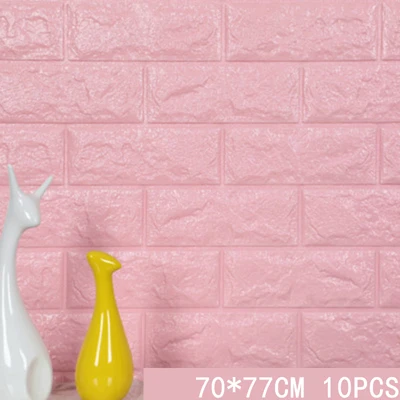light pink 70*77 3D наклейки в виде кирпичной стены DIY пены Водонепроницаемый Детские Настенные обои-покрытие фартук для телевизора дети гостиной украшения - Цвет: light pink