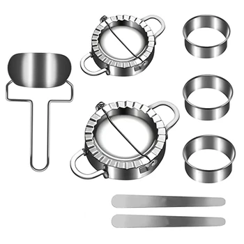

8 Pieces Stainless Steel Dumplings Maker Set,Dumpling Press Molds Skin Maker Stuffing Spoon Flour Ring Cutter