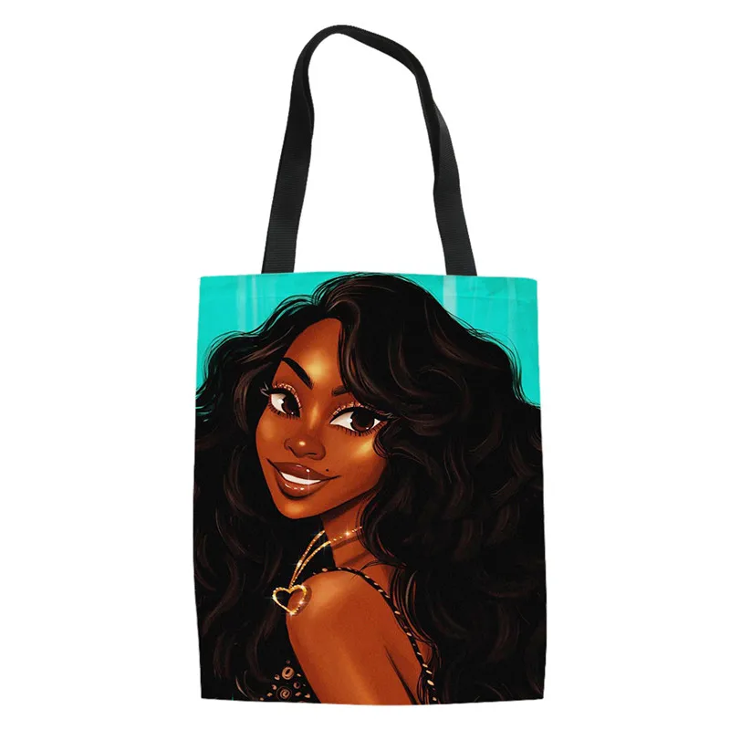 

New African Girls Pattern Women Shopping Bag Girls Canvas Shoulder Bag Fashoin Handbag Tote Bolsa De Compras Enfermera