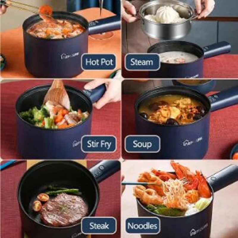 Electric Cooker Electric Rice Cooker 110V 220V Rice Cooker Multi-function Electric Heating Pot Dormitory Pot Cooking Electric Cooker Non-Stick Household 1.8L