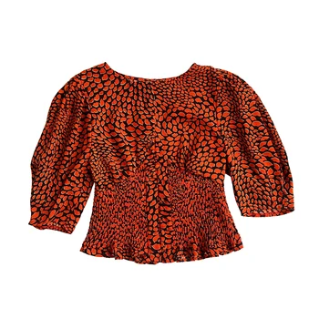 

Women Shirt 2020 Early Spring New Style Slim Waist Lip Print Printed Shirt