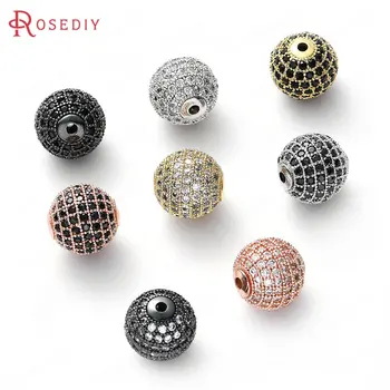 

(37343)2PCS 12MM Hole 1.8MM Brass and Zircon Ball Spacer Beads Bracelets Beads Jewelry Making Supplies Diy Findings Accessories