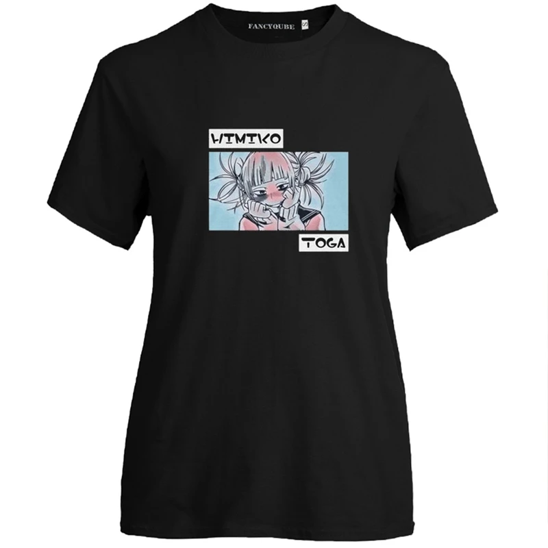 Аниме My Hero Academy Женская Милая футболка с графическим принтом и коротким рукавом Deku I Am Here Повседневная Свободная футболка Топы - Цвет: W37445BK