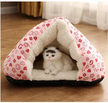 

PP Cotton Closed Puppy House Dog Beds For Small Dogs Cats Sofa Mats Shed Non-slip Small PetS Thick Warm Dog Kennel