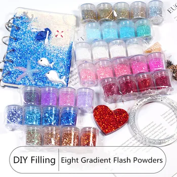 

4pcs/set Gradient flash powder Flash DIY Crystal Drop Glue UV glue Decorative filler Powder flash Slime Accessaries