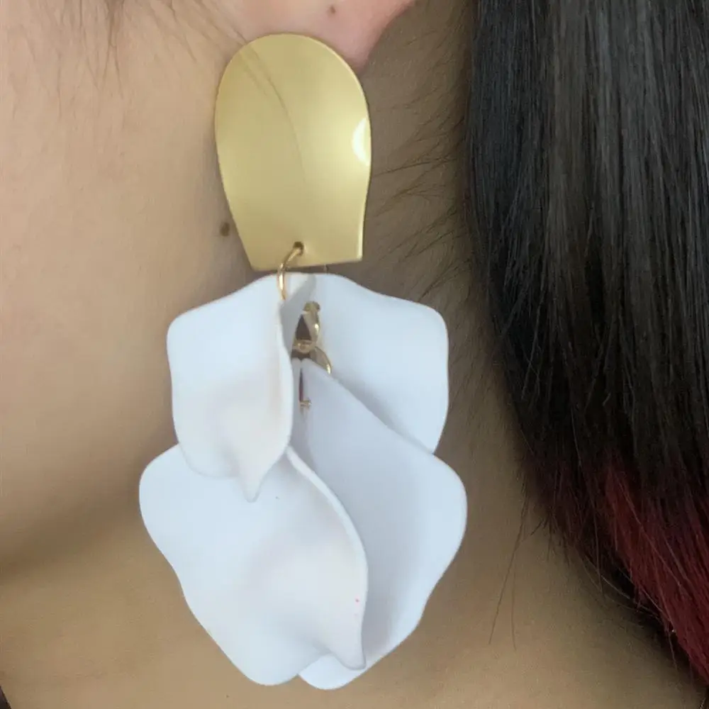 

Floral Colorful Red White Petal Earrings Abstract Statement Drop Earrings Accessories for Anniversary Wedding Holiday