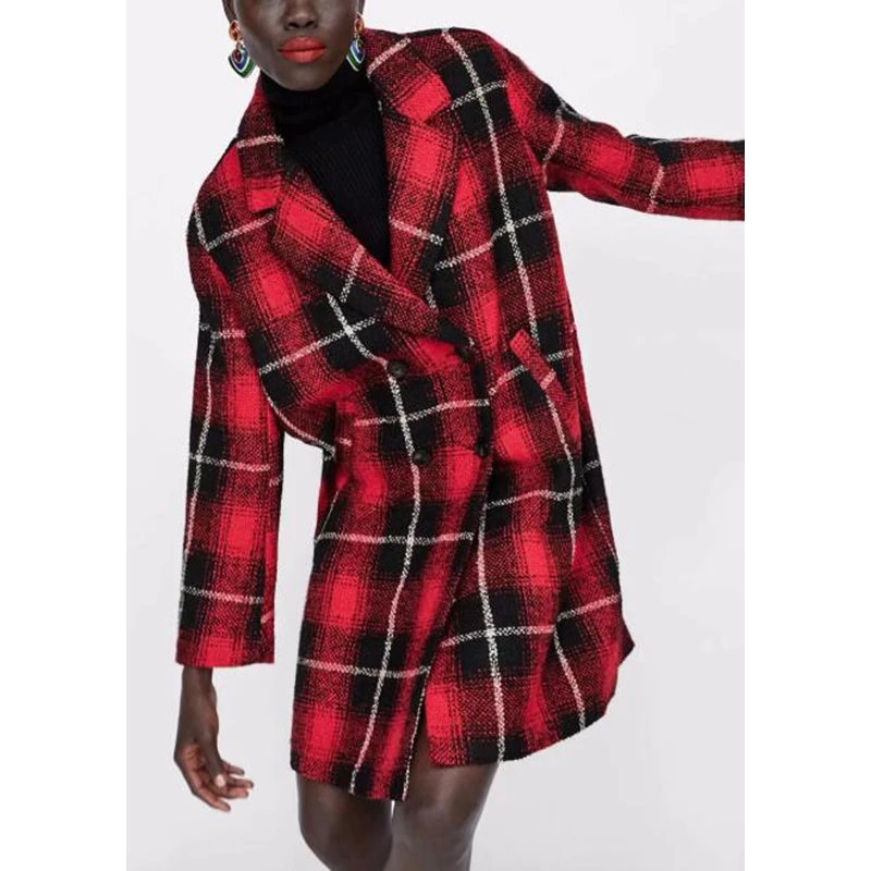 Пальто красное черное длинное za high fashion style