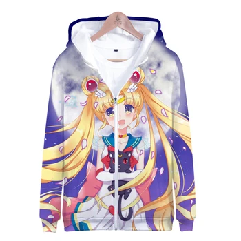 

Anime Sailor Moon 3D Fashion Zipper Popular hip hop high Street Hipster Hooded Sweatshirt Unisex Casual Street Hoodies Zipper