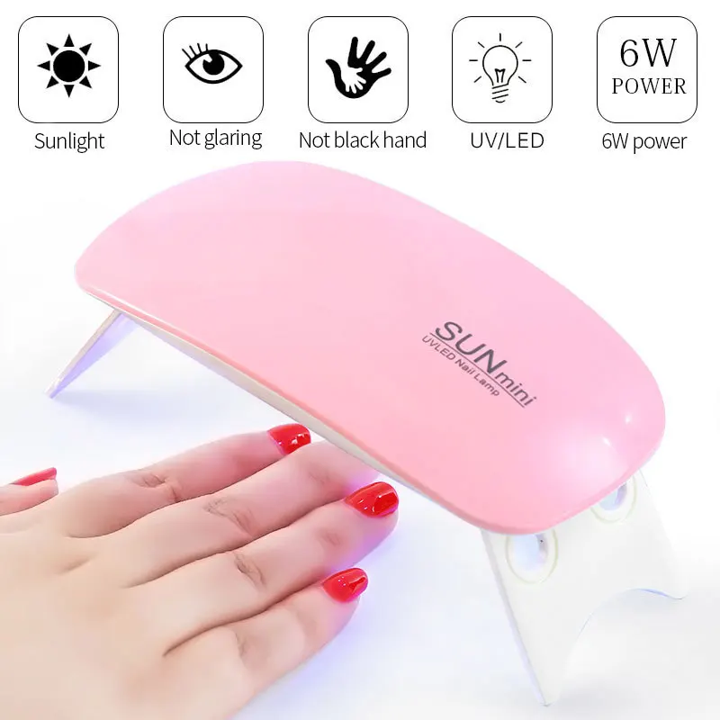

UV LED Mini Nail Lamp 6W USB Charging Nail Dryer Portable UV Light for Gel Nails Fast Curing Gel Polish Tools