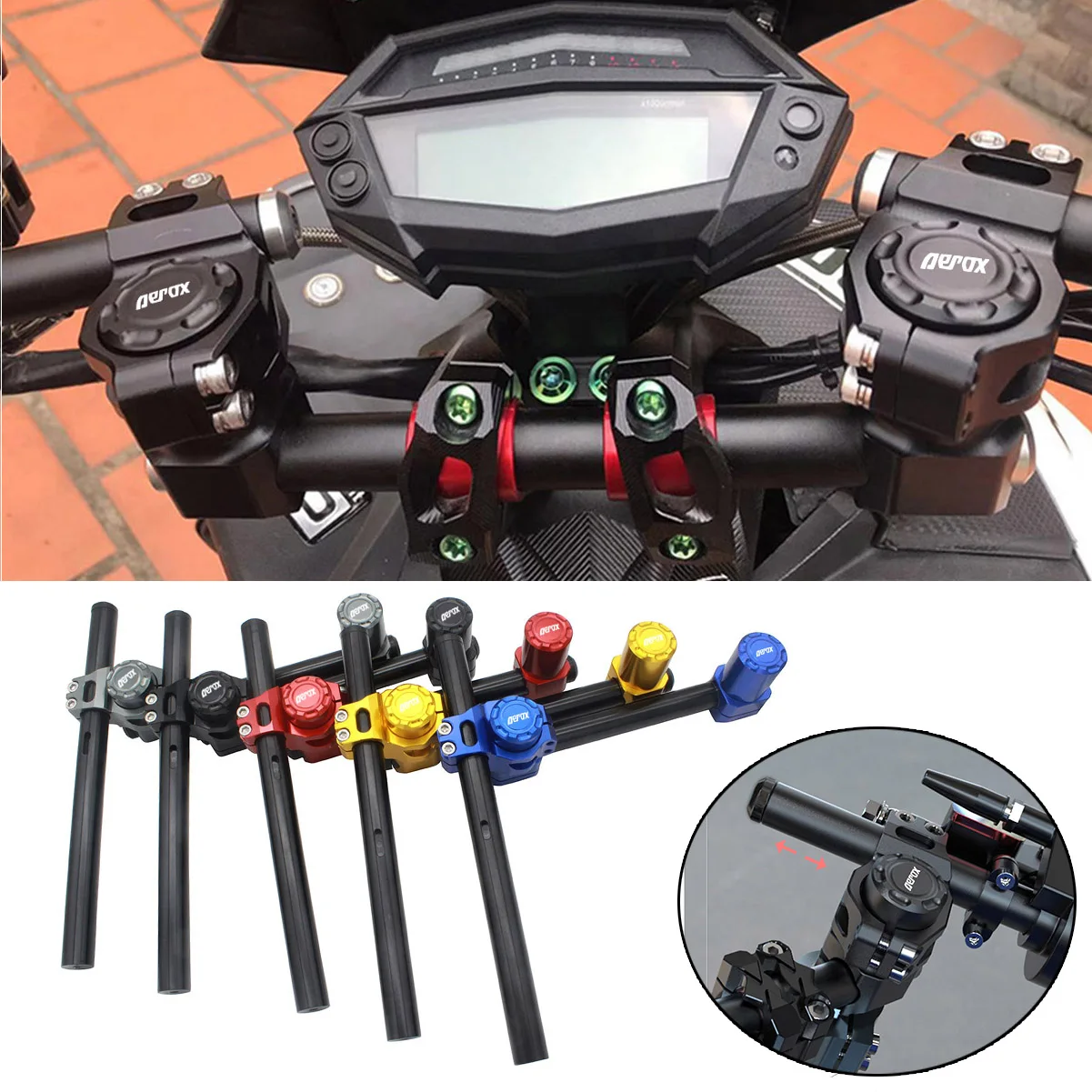 

22mm Motorcycle Handle Bar Steering Wheel Strengthen Adjustable Cross Bar Motorbike Handlebar For Yamaha Aerox155 NVX155 150 125