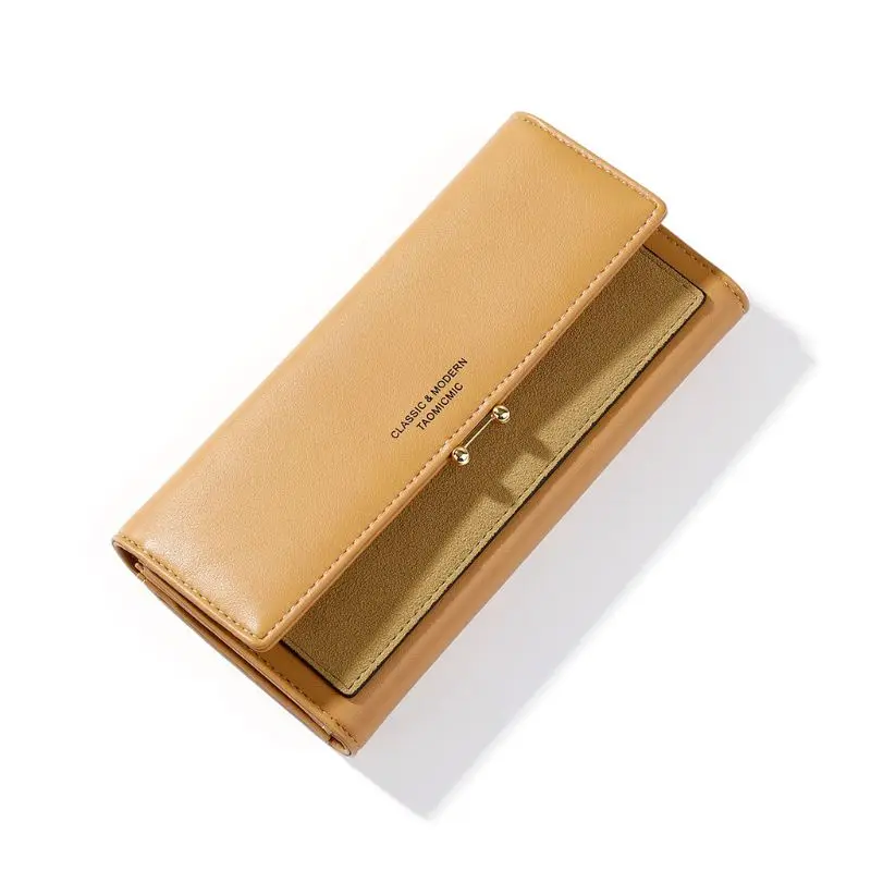 Модный женский кожаный бумажник из трех частей, клатч, держатель для карт, кошелек, Дамская длинная Сумочка, A69C - Цвет: brown