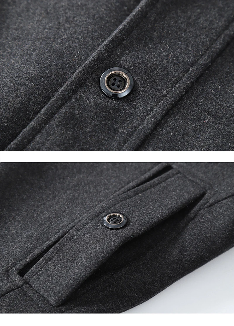 Fashion Wool Coat Men Thick Jaket Men Solid Winter Coat High Quality Adjustable Vest Single Breasted Casual Overcoat Winter