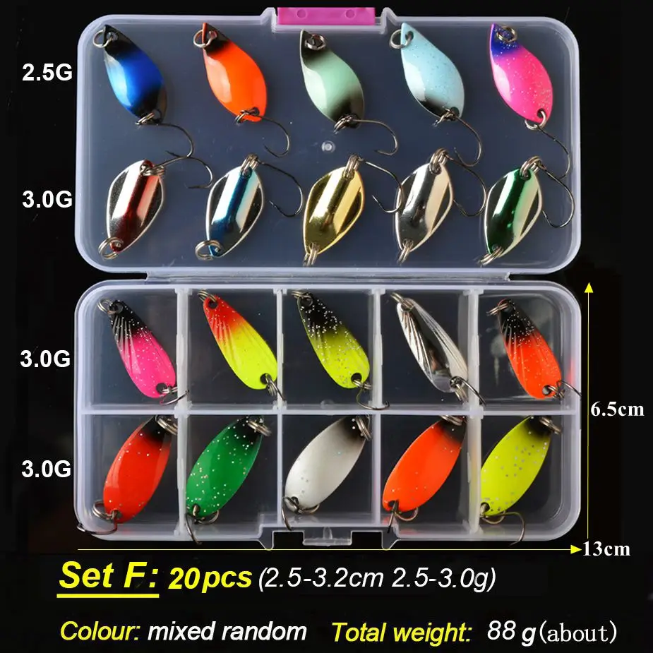 set F TOMA, форель, ложка, набор, металлическая приманка, 2,5 г, 3 г, 4,5 г, 5 г, смешанные цвета, пресноводные рыболовные снасти, Isca, искусственное озеро, рыбалка - Цвет: set F