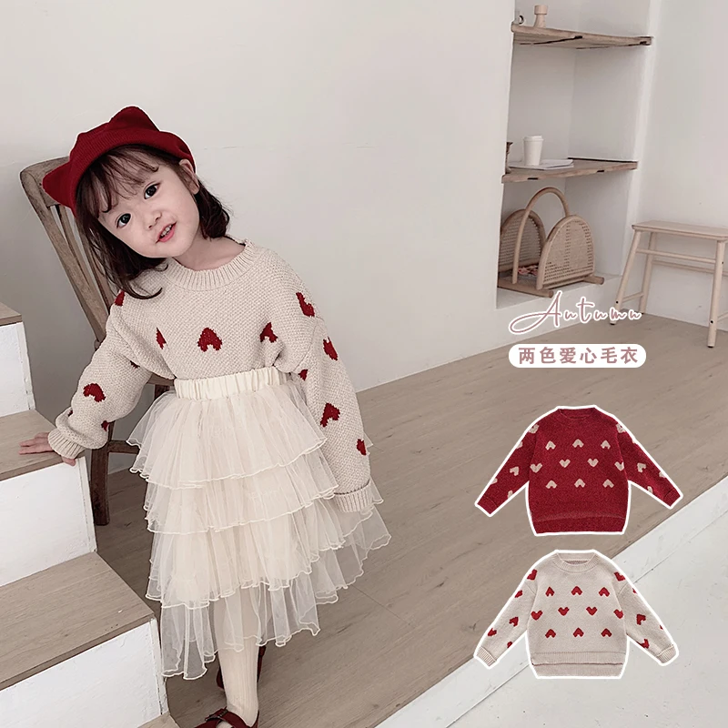 

2019 Children Autumn Winter Pullover Girl Love Long Sleeve Top