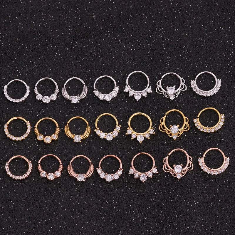 

SHUANGR 1Pc 8mm Sliver Gold Open Hoop Earring Cz Cartilage Rook Earring Septum Nose Ear Piercing Body Jewelry