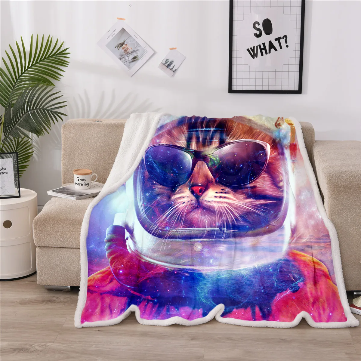 

Winter Plush Weighted Velvet blanket like sheep wool Soft thick warm heated cat animal print grey nebula blanket child heavy
