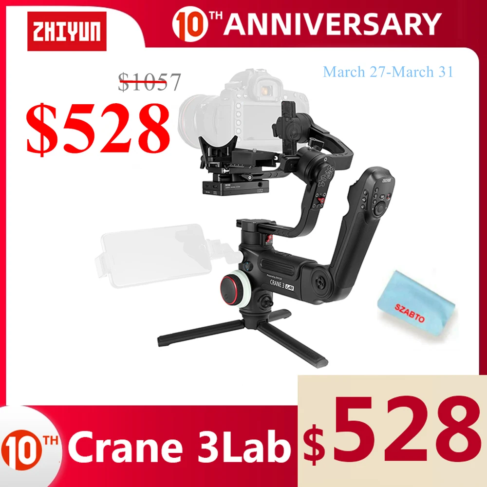 3-осевой Ручной Стабилизатор ZHIYUN Crane 3 LAB 1080P FHD для камеры SLR Canon Nikon Panasonic |