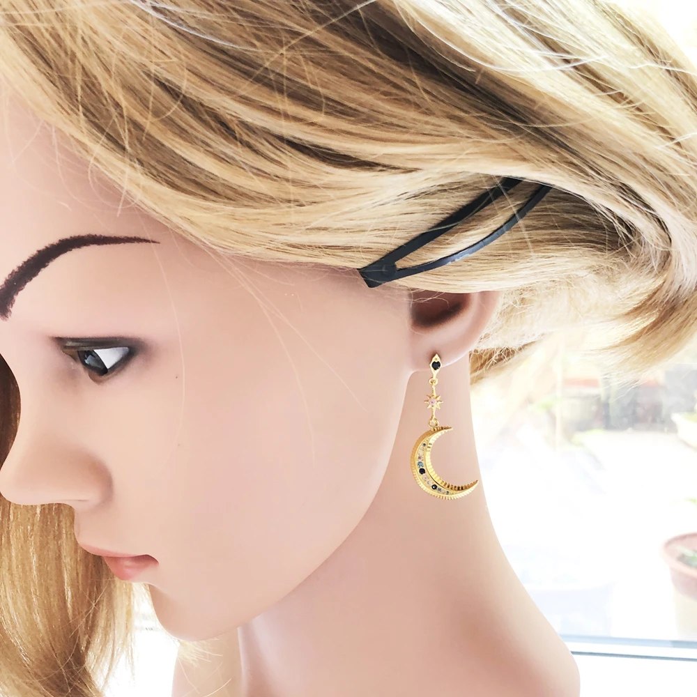 Royalty Star & Moon Drop Earrings,Thomas Magical Boho Fashion Good Jewelry For Women,2020 Summer Ts Gift In Sterling Silver 925