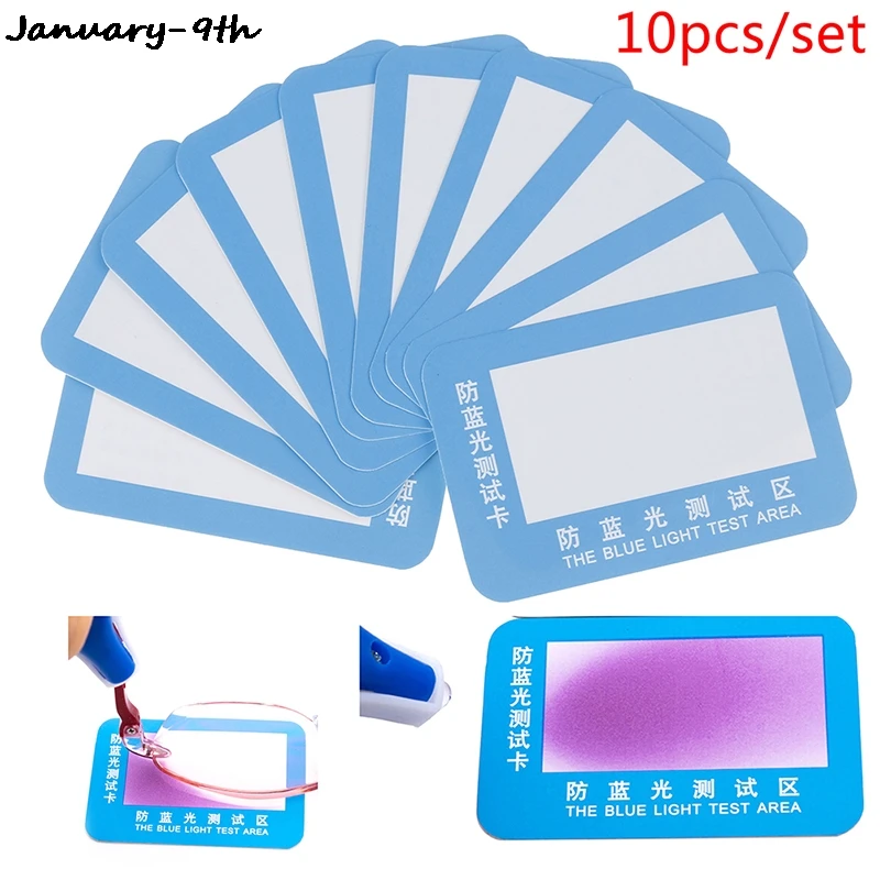 10 Stks/set Anti-Blauw Licht Testkaart Licht Bril Uv Test Accessoires Card Blauw Licht Detectie Kaart Generator kaart
