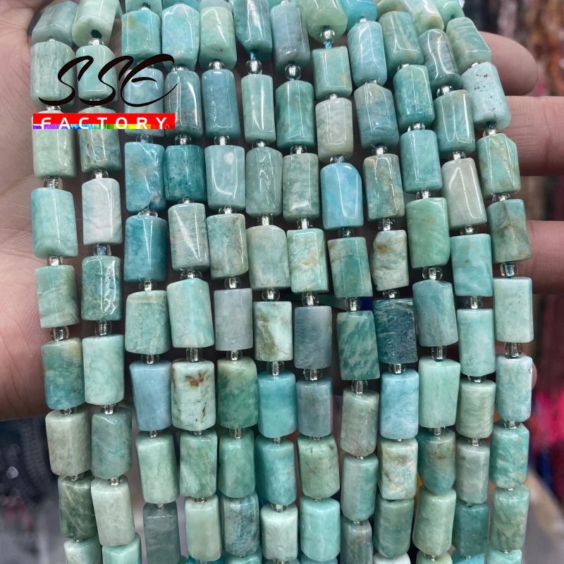

Natural Amazonite Stone Beads Faceted Loose Spacer Beads Cylinder Loose Spacer Beads for Jewelry Making DIY Bracelet 8x11mm 15''