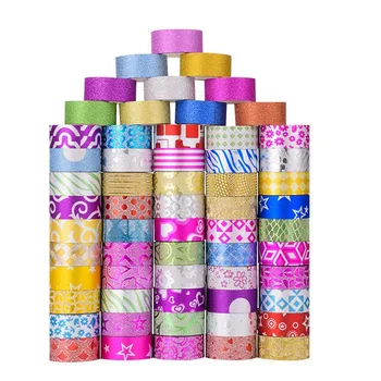 

60 Color/set DIY Glitter Powder And Paper Tape Scrapbooking Decoration Planner Masking Paper Stationery Tape