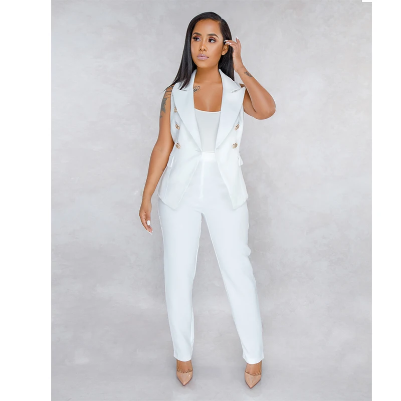 

Women Suits Office Sets Two-piece Suit Vest Suit Vest Trousers Summer Woman Suits Lady Suit Office Streetwear Terno Feminino