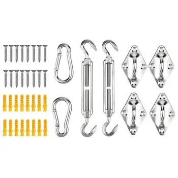 

40Pcs Metal Fittings Stainless Steel Sun Sail Sun Shelter Fitting Kits Awning Special Fixed Accessories Shade Sail Accessories
