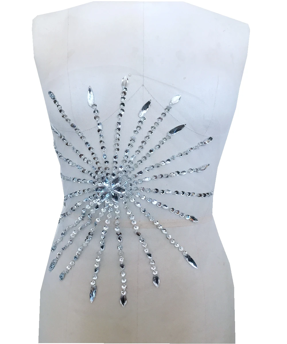 

Аппликация Стразы ручной работы с блестками на сетчатых нашивках для платья