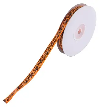

1 Roll Halloween Spider Web Print Diy Gift Packing Ribbon Gift Wrapper for Gift Wrapping Halloween Decorations (Orange)