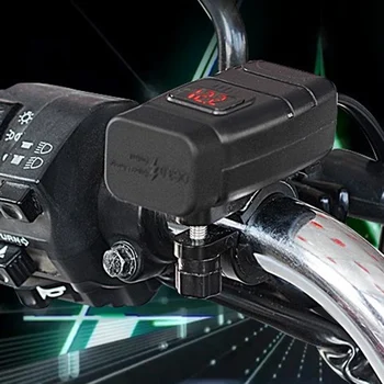

New Upgrade Motorcycle QC3.0 Square Dual USB Super Fast Charge Waterproof Mobile Phone Charger With Voltmeter