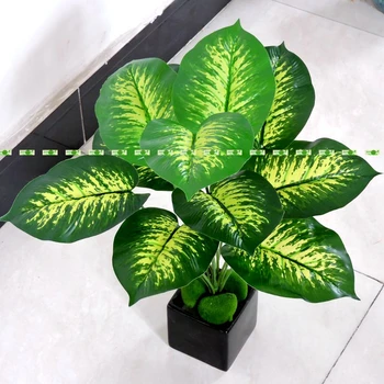 

Large 48CM Latex 12 Branch Fabric Artificial Evergreen Plant Tree Green Wedding Home Church Decor No Vase F5090