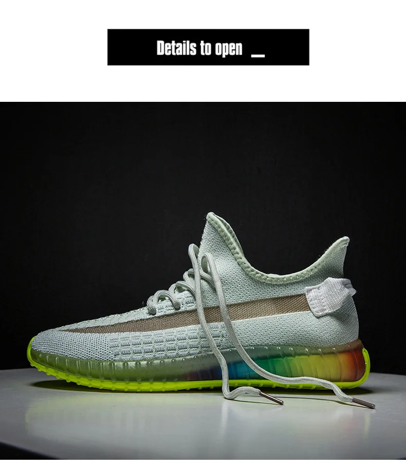 Online Celebrity Hot Selling Transparent Symphony End Coconut Shoes Men's Sports Trendy Shoes Fly Woven MEN'S SHOES Breathable R
