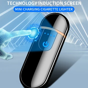 

Newest Mini Touch Screen Sensor Cigarette Lighter Smart USB Charging Lighters Double-side Tungsten Flameless Premium Lighter