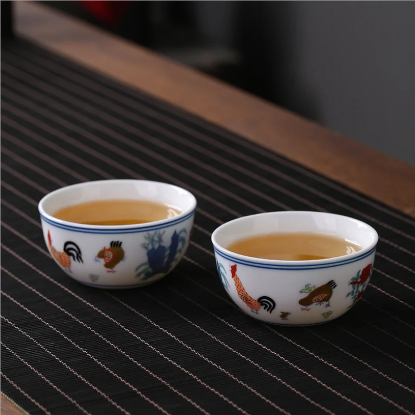 Чайная чашка кунг-фу от производителя антикварная Dacheng Minghua Doucai с курицей