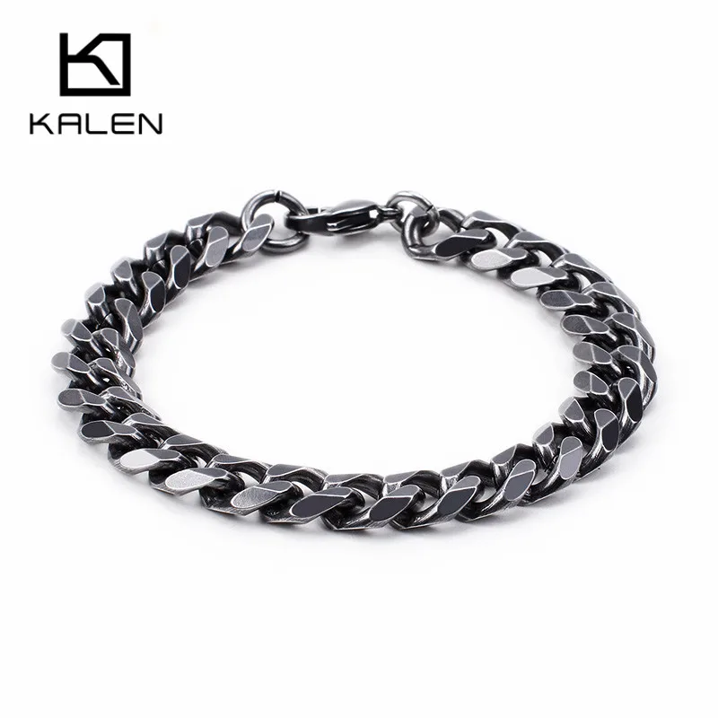 Винтажный Мужской браслет-цепочка из нержавеющей стали, Ретро стиль, 21,5 см, 22 см, 4 разных размера, матовая ручная цепочка, ювелирное изделие