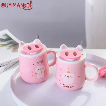 

Fashion Creative Pink Piggy Phone Holder Ceramic Cup Cute Thing Cute Cartoon Water Cup Student Couple Exquisite Coffee Cup Mug