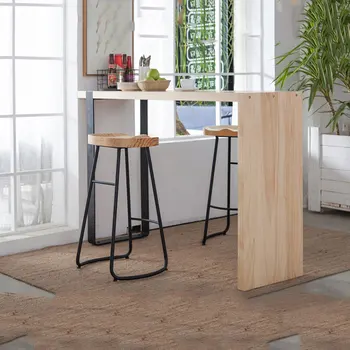 

Nordic solid wood bar table against the wall long bar table high partition cabinet simple home living room bar table
