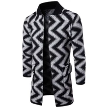 Мужской модный Тренч, куртка, пальто, повседневные мужские ветровки, волнистый узор, повседневный длинный Тренч, пальто для осени и зимы, Топ