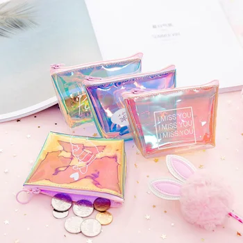 

Summer Casual Womens Lady Kid Coin Wallet PVC Lady Small Mini Coin Pouch 2019 Zipper Money Key Coin Holder Purse billetera