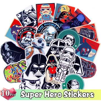 

10 Pcs/Lot Super Hero Stickers Movie Characters Cartoon Fuuny Sticker for Trolley Skateboard Guitar Luggage Waterproof DIY Toy