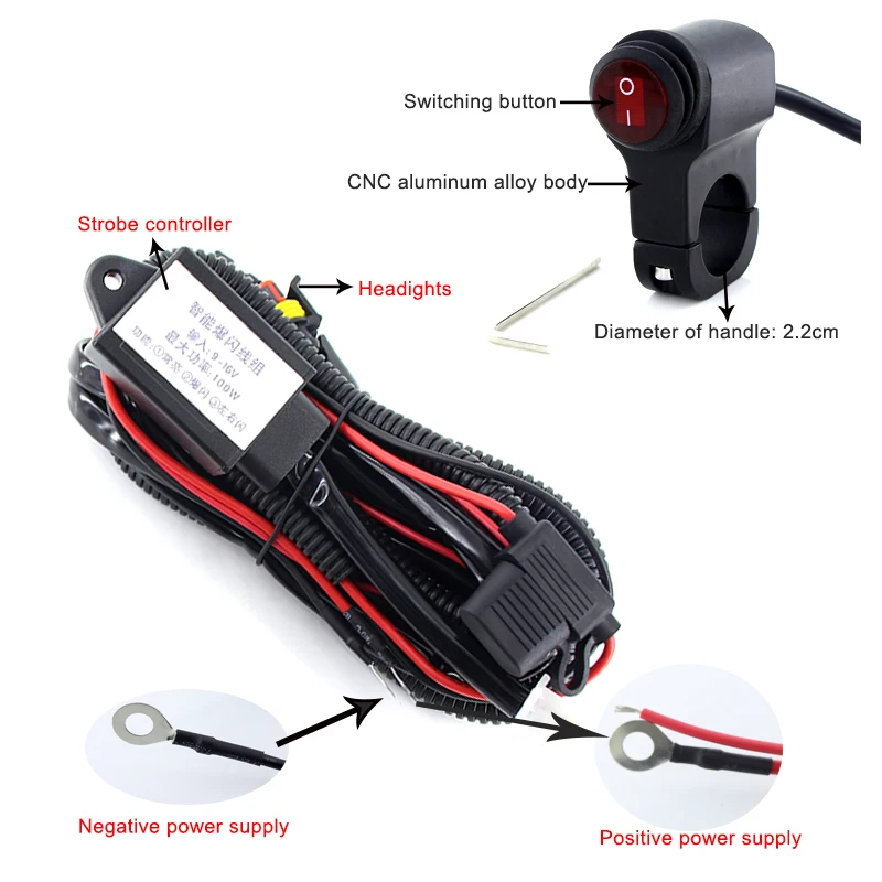  2pcs Strobe motorcycle headlights auxiliary Fog lamp T6 led motorbike spotlight accessories 12V mot - 4000035099521