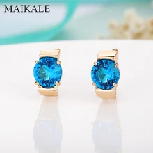 MAIKALE простые серьги с цирконием кубической Огранки Красный/синий/черный/зеленый 10 мм CZ бисера золото/серебро серьги для женщин Корейский подарок ювелирных изделий