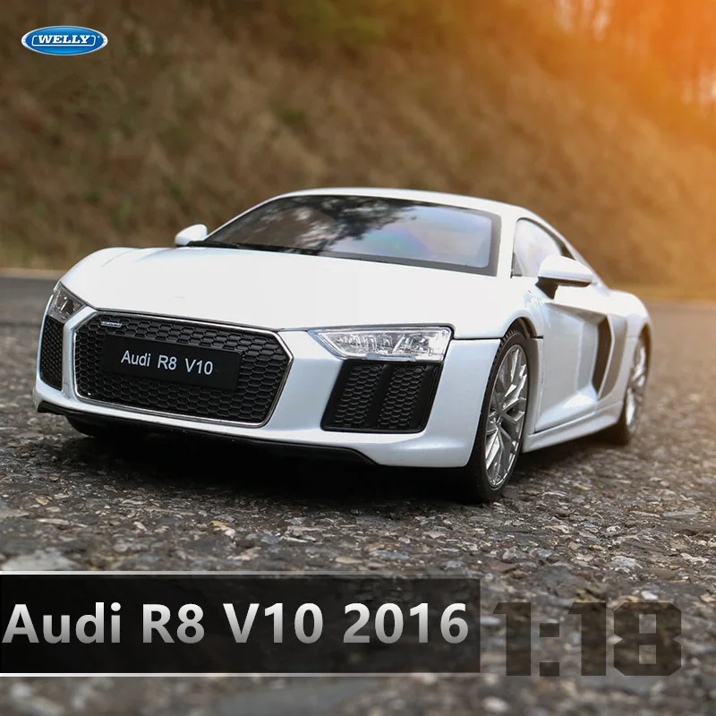 Welly 1:18 Audi R8 V10 сплав модель автомобиля Моделирование Украшение автомобиля коллекция Подарочная игрушка Литье под давлением модель игрушка для мальчиков