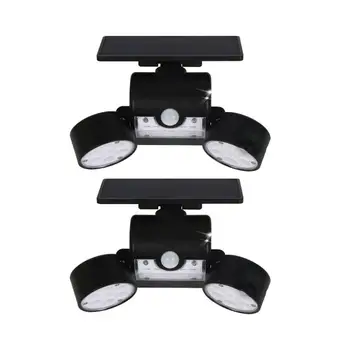 

2pcs Solar Powre Lamp Double Head Waterproof LED Lamp 360° Rotation Spotlights For Courtyard Garden Outdoor (Black)