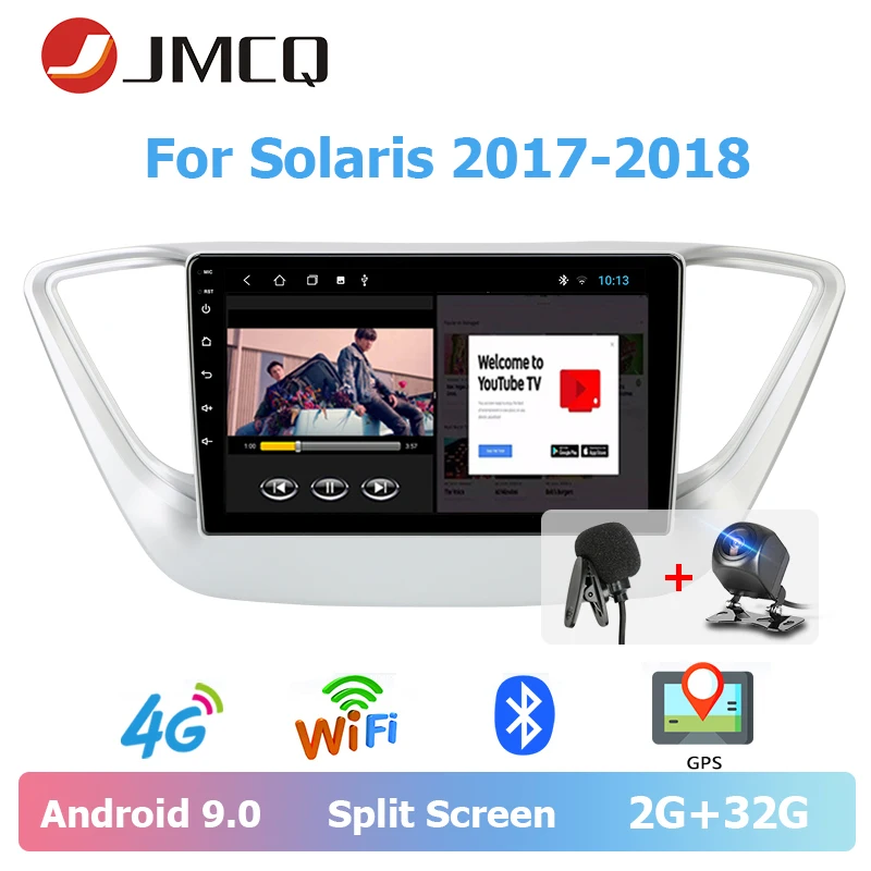 

JMCQ 9" Car Radio Android 9.0 For Hyundai Solaris 2017-2018 Split Screen Multimedia Video Players Stereos 2 Din android players