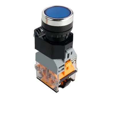 1 шт. LA38-11D/11DS качество Щепка контакт кнопочный переключатель с подсветкой вкл/выкл Мгновенный/фиксация 22 мм 220 В 24 В светодиодный индикатор - Цвет: Синий