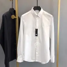 Лидер продаж, мужские рубашки с длинным рукавом, облегающие однотонные деловые формальные рубашки на осень